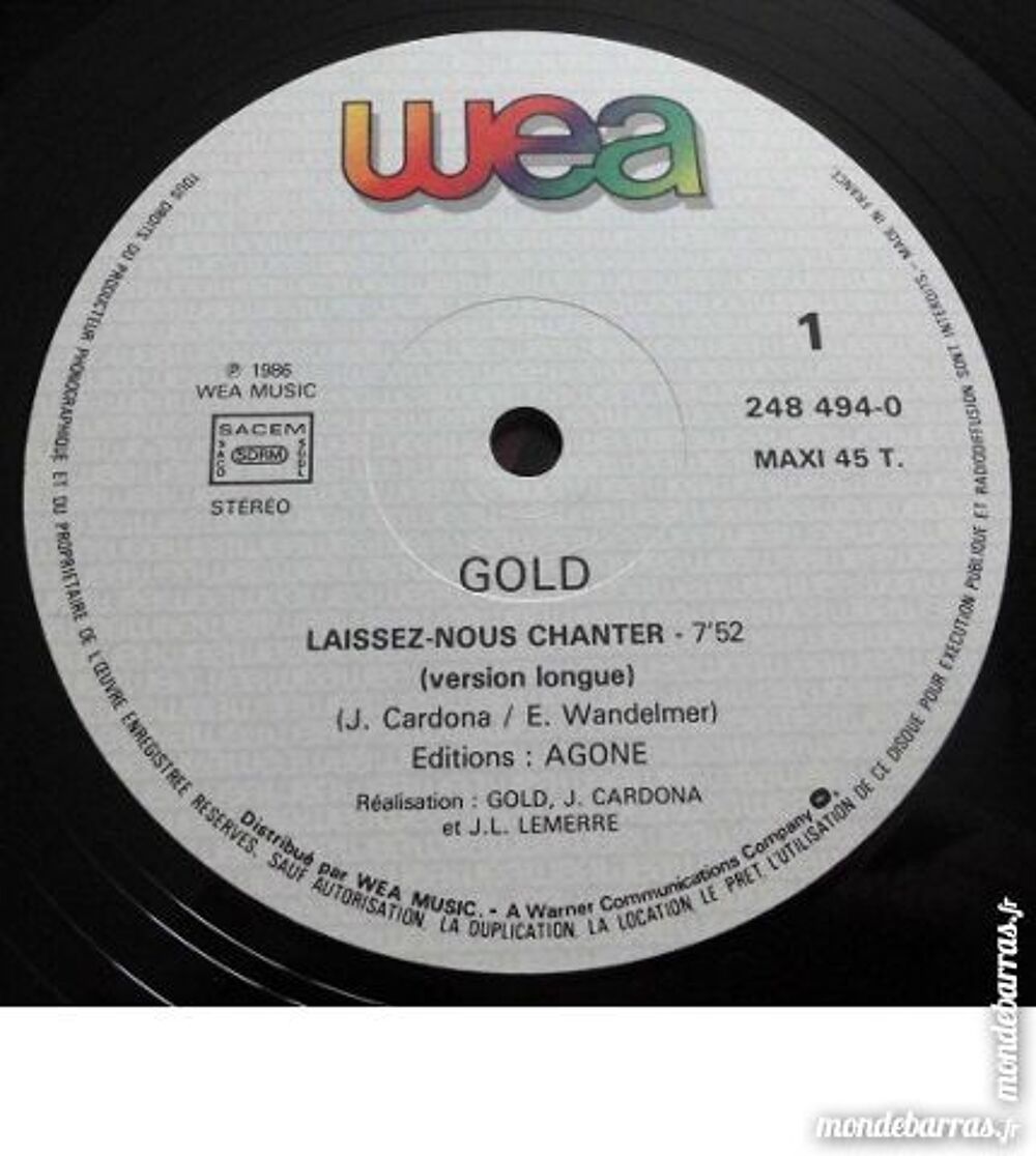 vinyle maxi 45t / GOLD / Laissez nous chanter CD et vinyles