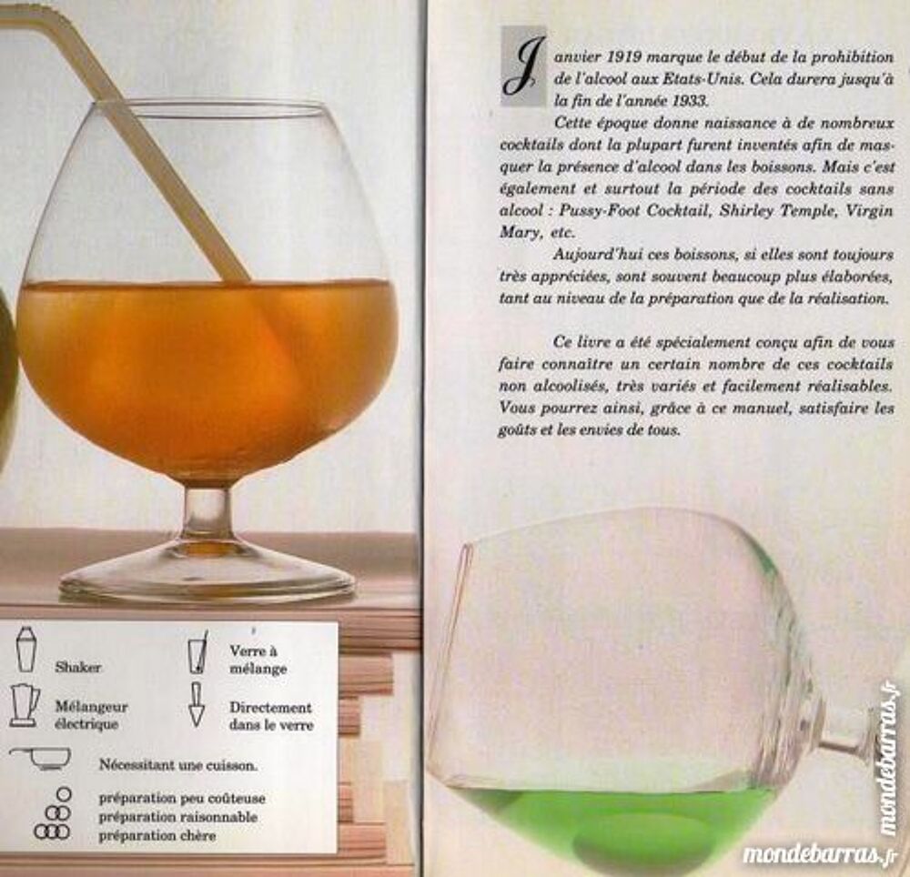 COCKTAILS - sans alcool / prixportcompris Livres et BD