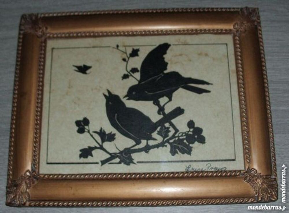 Vieux tableau Silhouette Oiseaux 