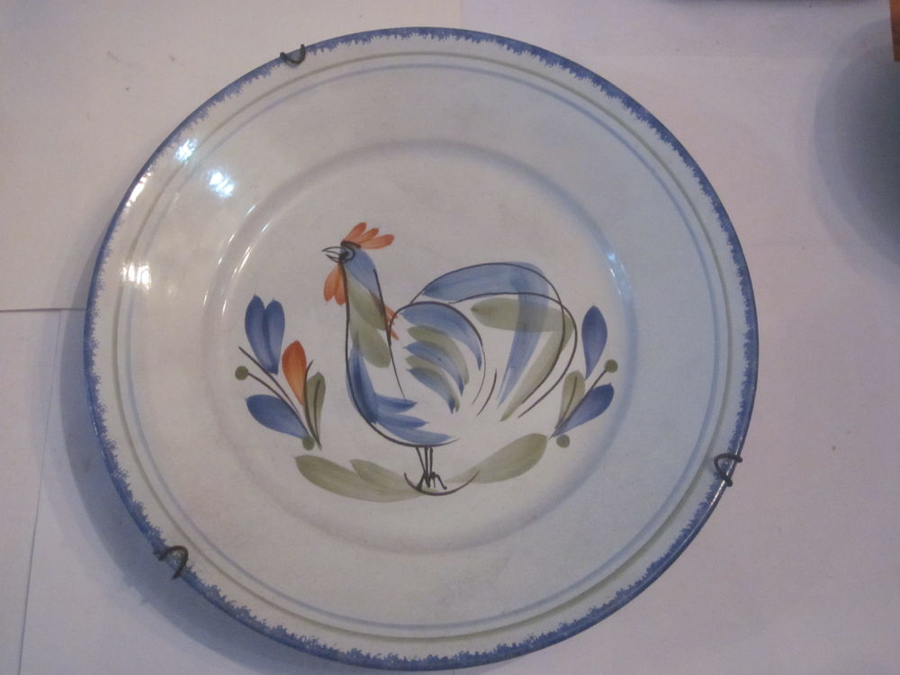 ASSIETTE HB HENRIOT QUIMPER d&eacute;cor COQ 