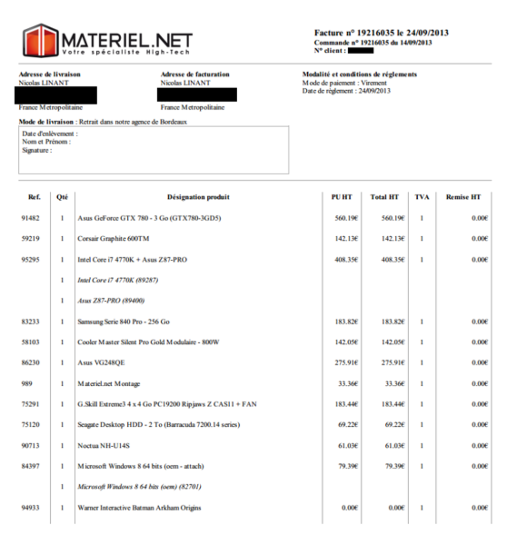 Ordinateur Gamer/Multim&eacute;dia i7 4770K, ASUS GTX780 Matériel informatique