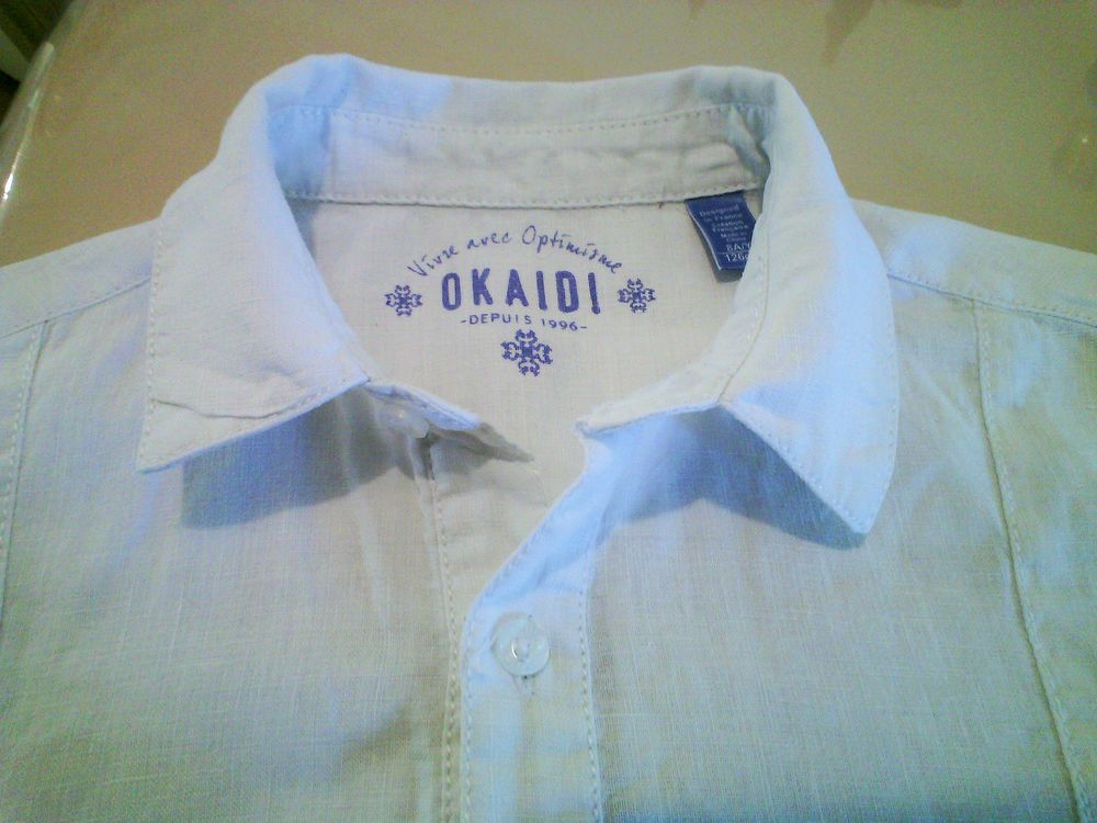 Chemisette blanche en lin OKA&Iuml;DI 6 ans - TBE Vêtements enfants