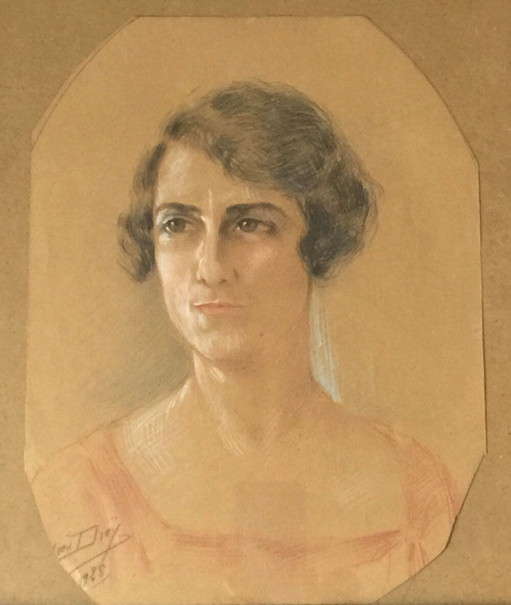 Yves DIEY ANCIEN DESSIN PASTEL PEINTURE FEMME Décoration
