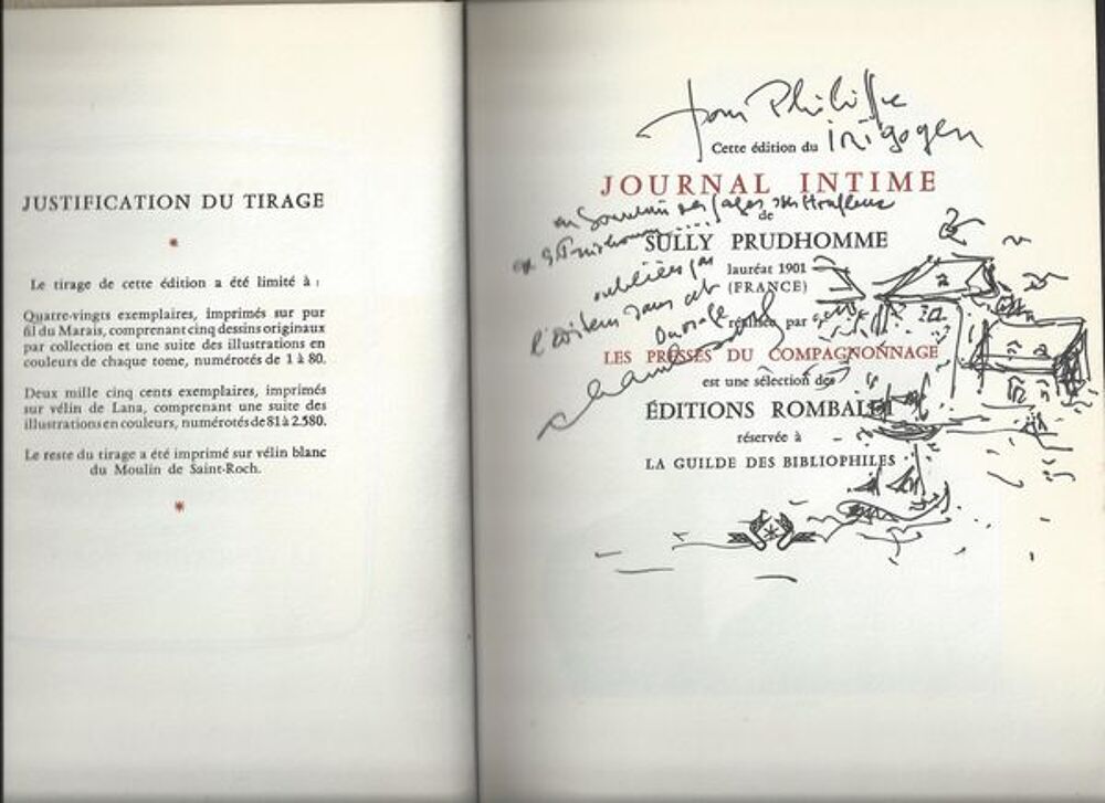 dessin original et d&eacute;dicace du peintre Andr&eacute; Hambourg 