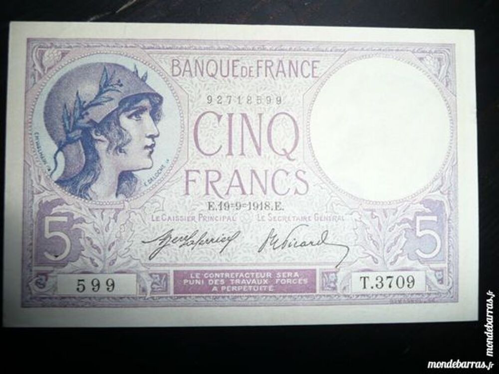 Billet 5 francs Violet E.19-9-1918 E 