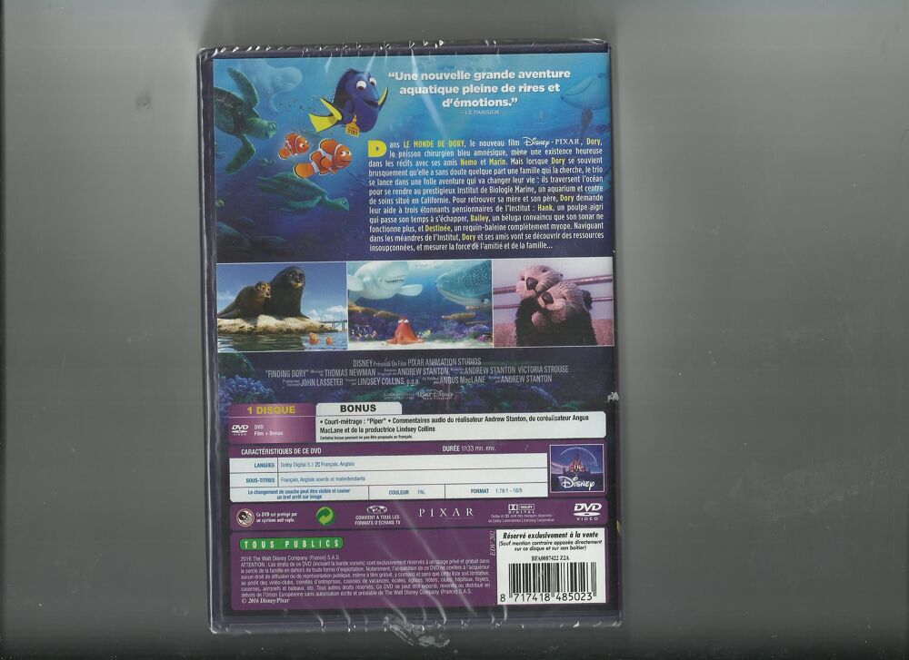 D.V.D. LE MONDE DE DORY NEUF DVD et blu-ray