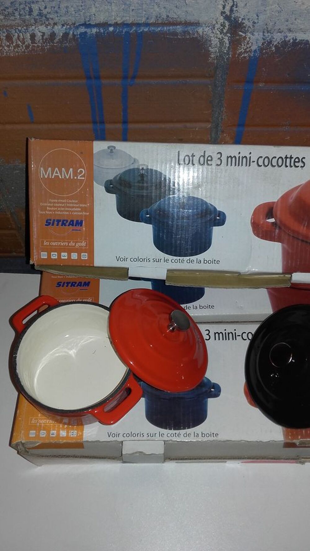  LOT DE 9 MINI-COCOTTES FONTE EMAILLEE Cuisine