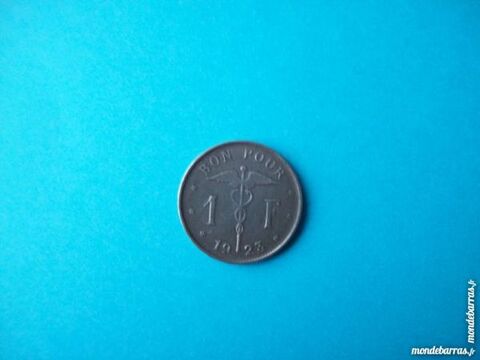 PIÈCE DE MONNAIE 1 FRANC BELGE 1923 LÉGENDE FRANCA 1 Wattignies (59)