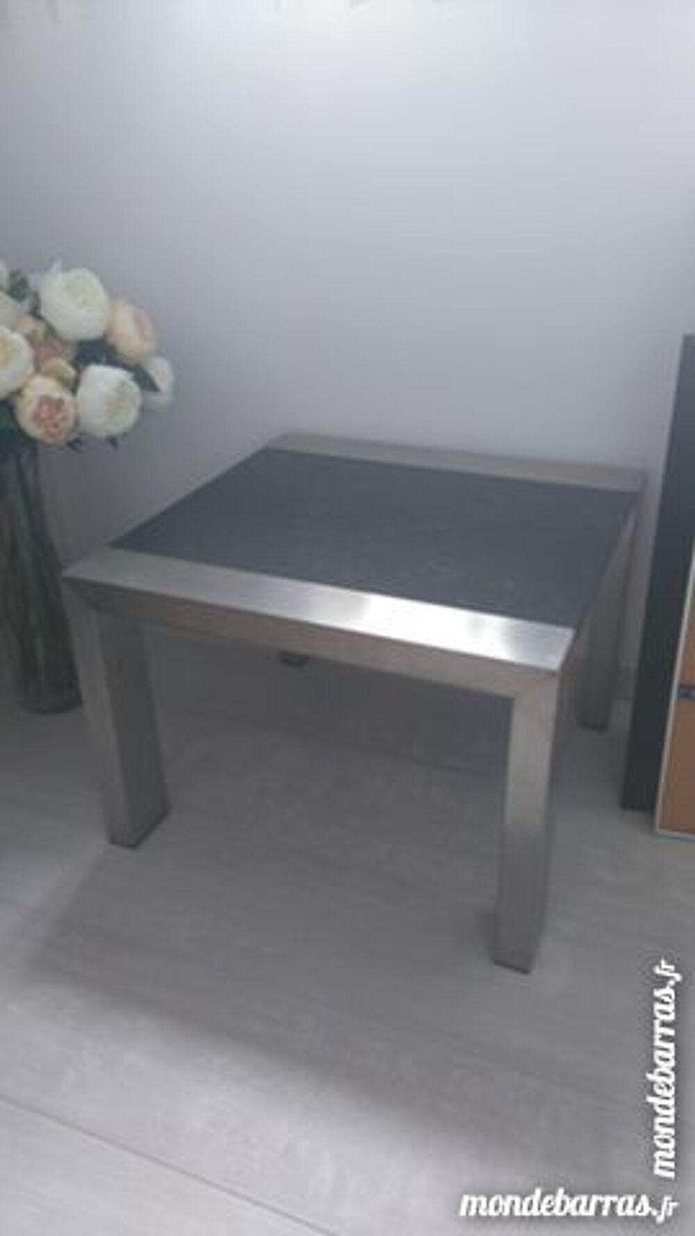 TABLE BASSE MARBRE ALU H 38 CM PLATEAU 55 CM Meubles