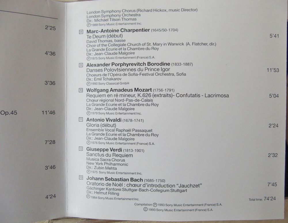 CD CHOEURS CELEBRES CD et vinyles