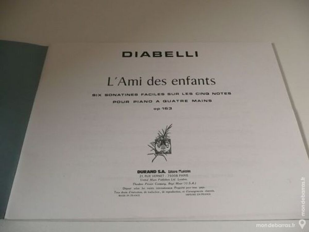 PARTITIONS L'AMI DES ENFANTS - DIABELLI Livres et BD