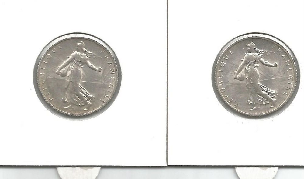 deux pi&egrave;ces argent 1 franc 1918 