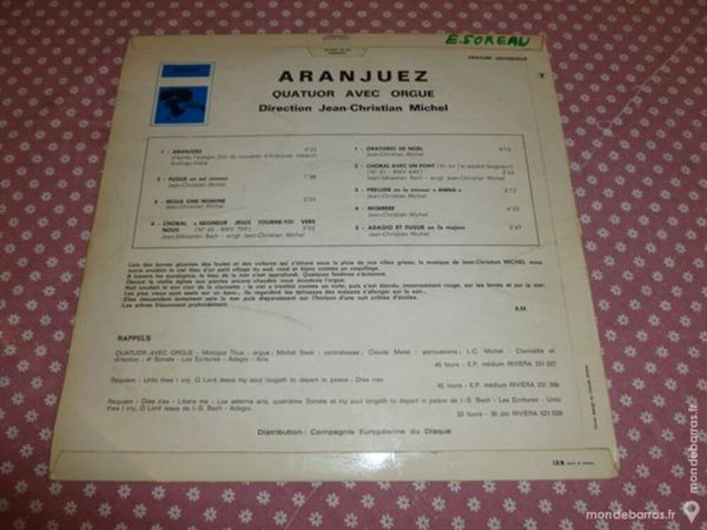 ARANJUEZ, J.C. MICHEL, vinyle 33 tours CD et vinyles