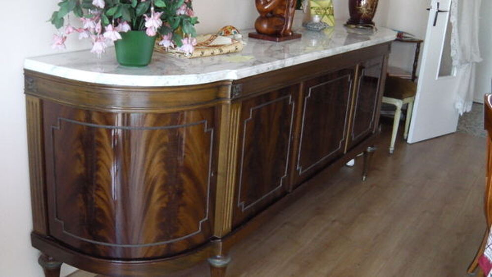 Buffet salle &agrave; manger avec plaque marbre Carrare Meubles