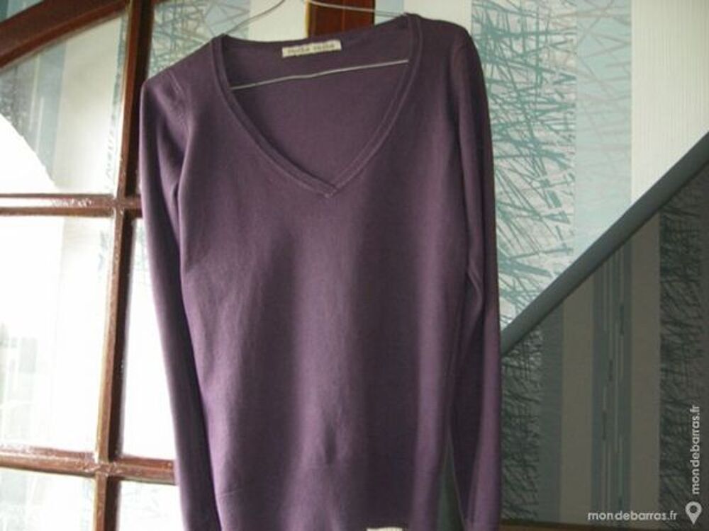 pull en v aubergine cache cache Vêtements