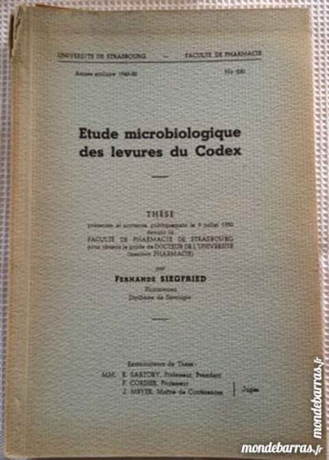 Etude microbiologique des levures  du Codex 14 Illkirch-Graffenstaden (67)