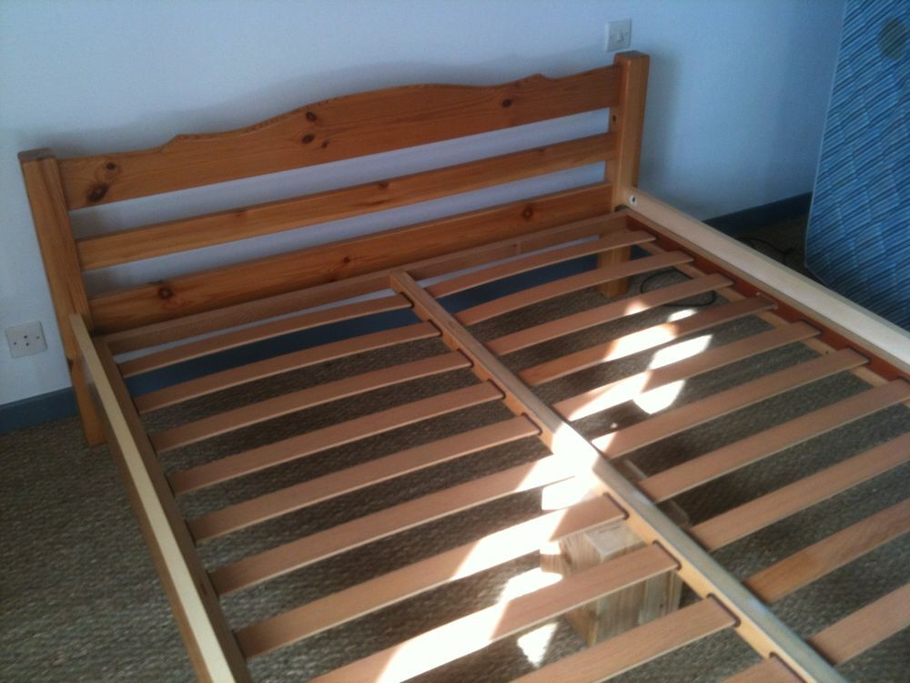 Lit en pitchpin/sommier &agrave; latte/matelas 140cm Bricolage