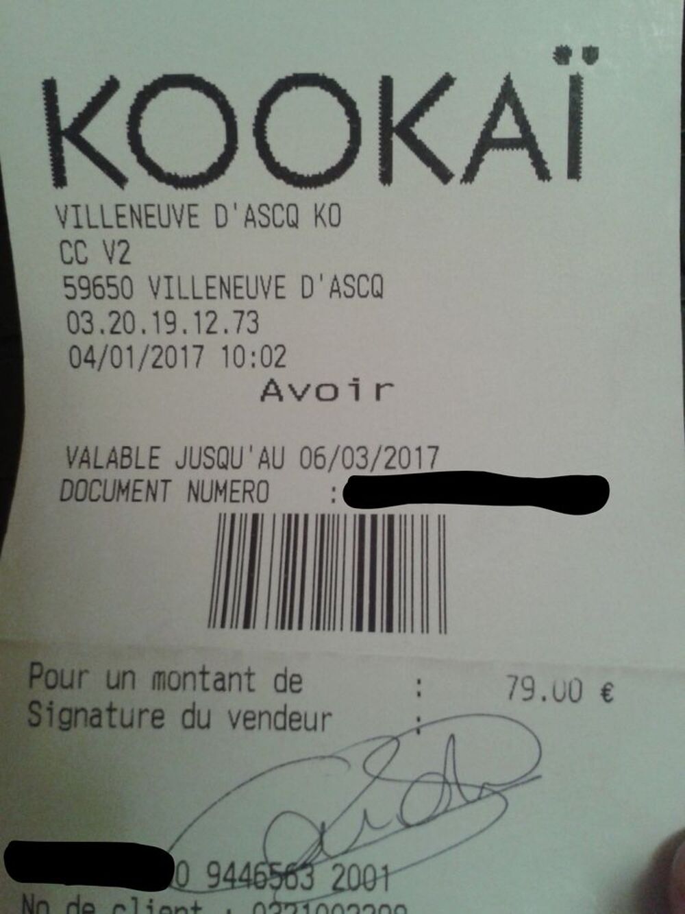 Avoir kooka&iuml; de 79€ &agrave; 69€ Vêtements