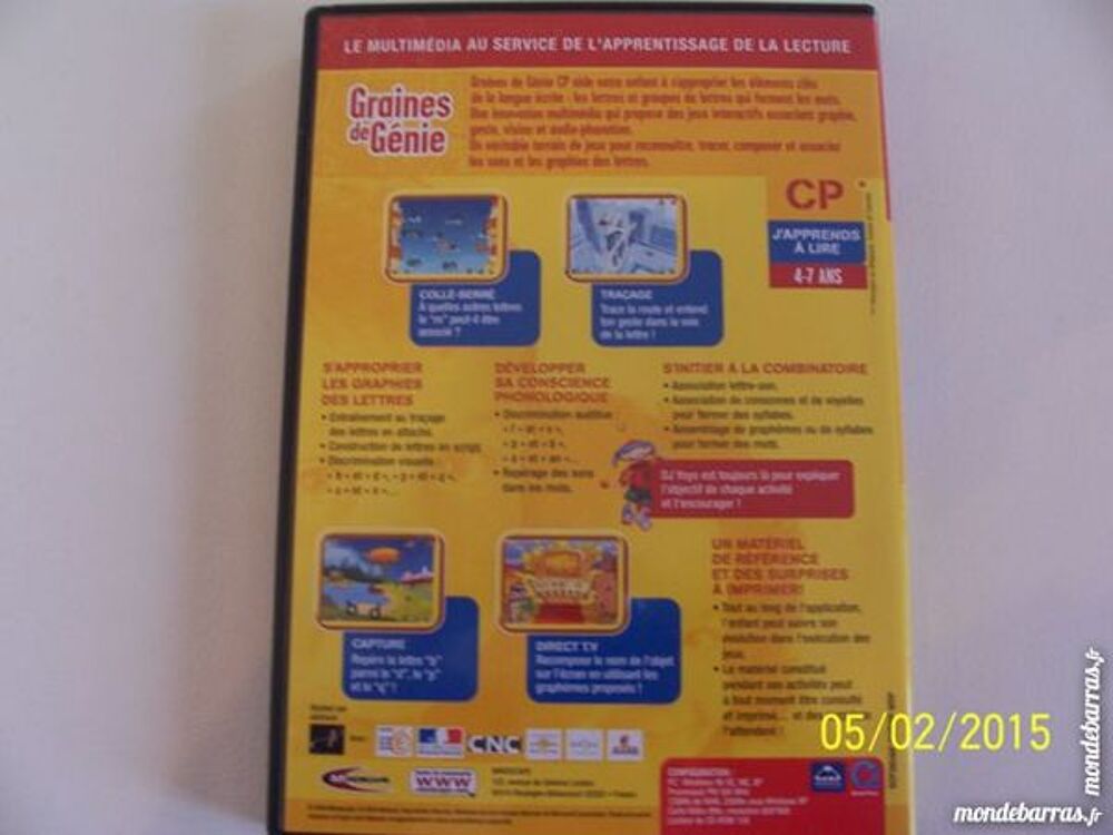 JEU POUR PC GRAINE DE GENIE NIVEAU CP Matériel informatique
