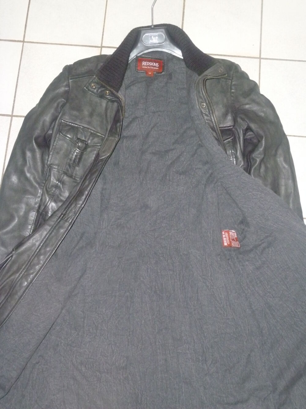 Blouson en cuir noir redskins long pour femme T M Vêtements