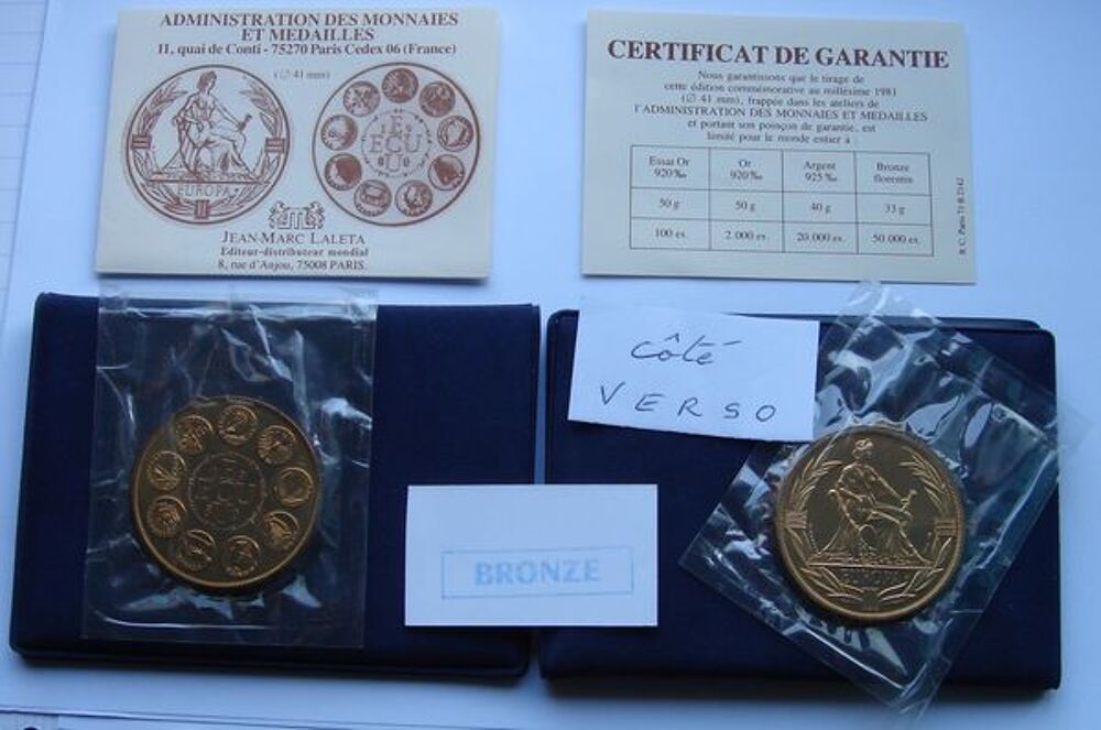 Ecu europ&eacute;en en Bronze florentin de 1980 Comme neuf 