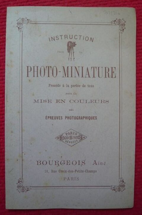 Instruction pour la photo-miniature Bourgeois Aîné (1920) 30 Sucy-en-Brie (94)