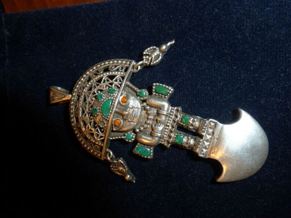 Totem Inca en argent et turquoises Bijoux et montres