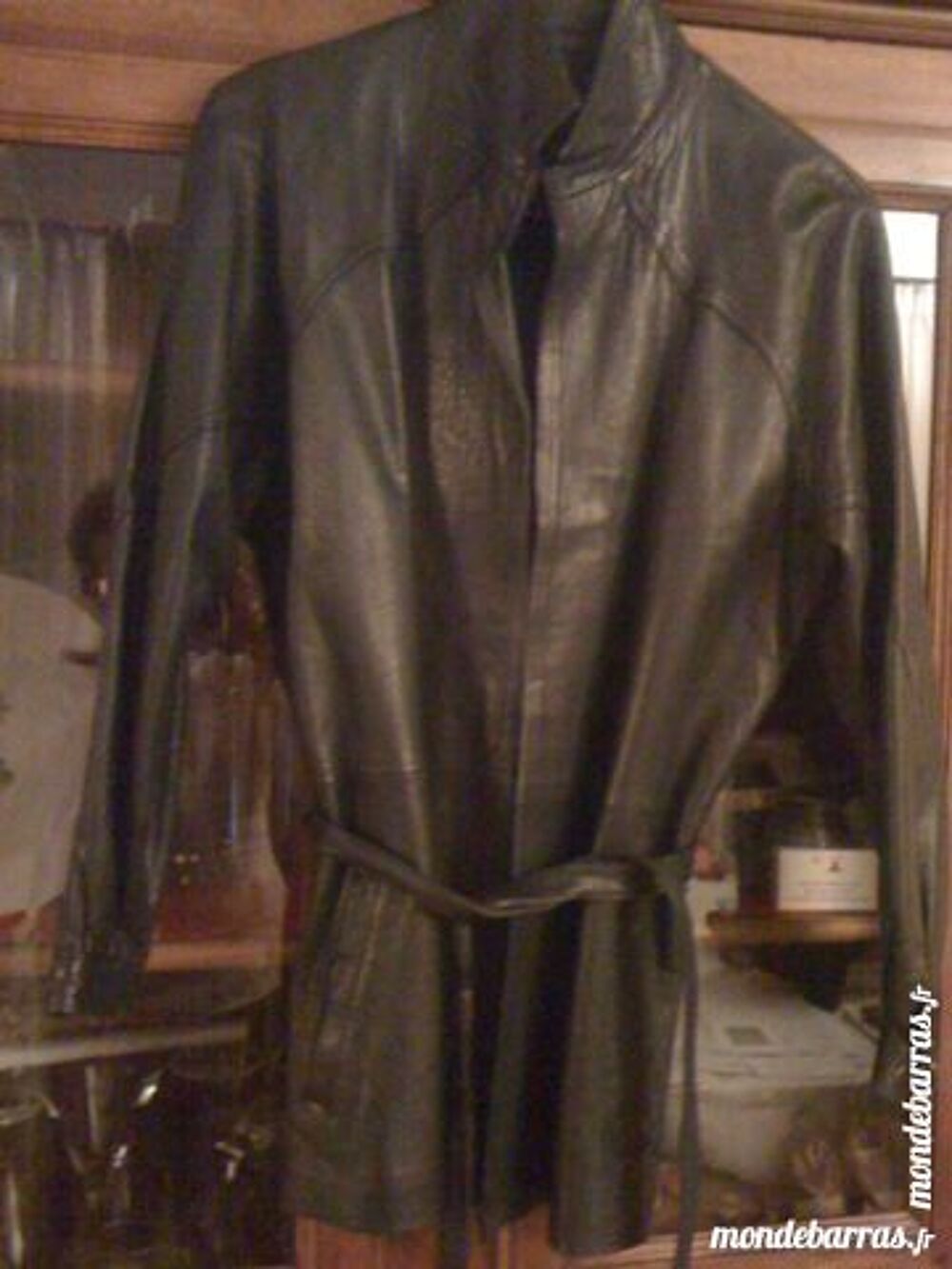 VESTE CUIR BLEU MARINE Vêtements