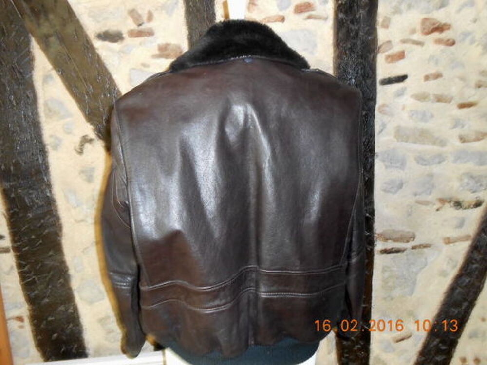 Blouson cuir marron d'aviateur Vêtements