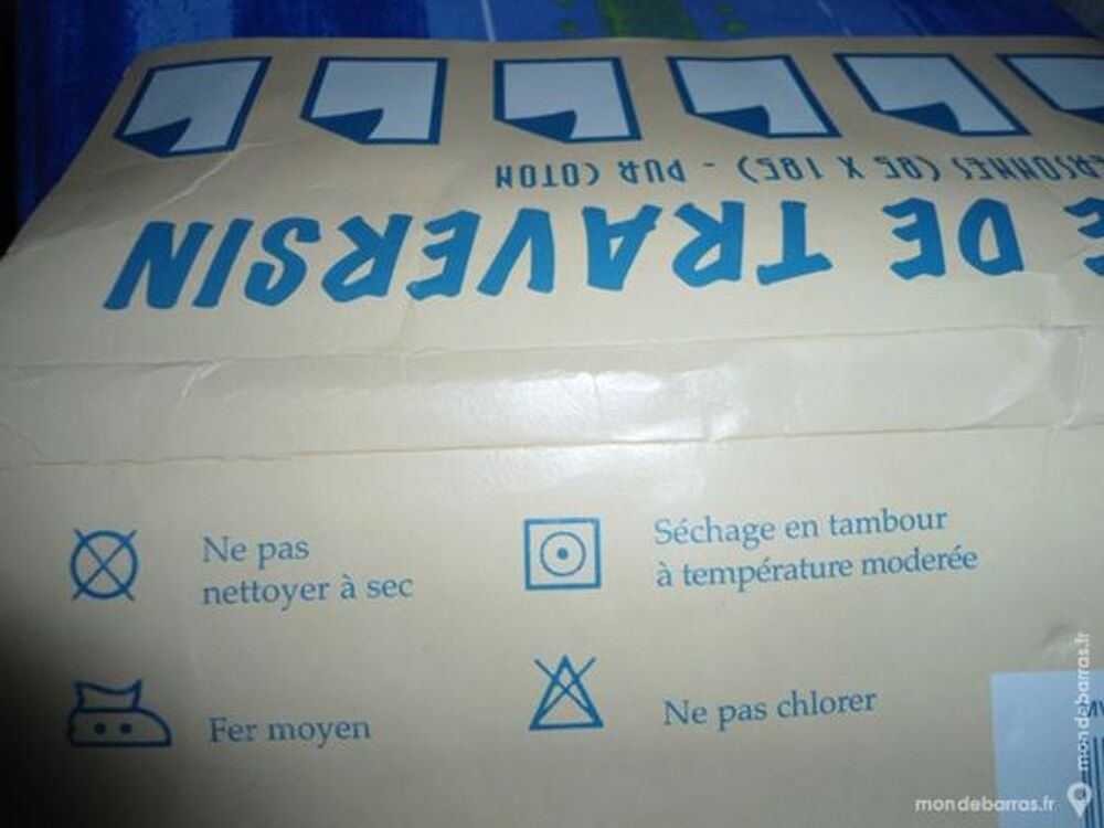 TAIE DE TRAVERSIN RAYEES BLEU 85 x 185 cm Cuisine