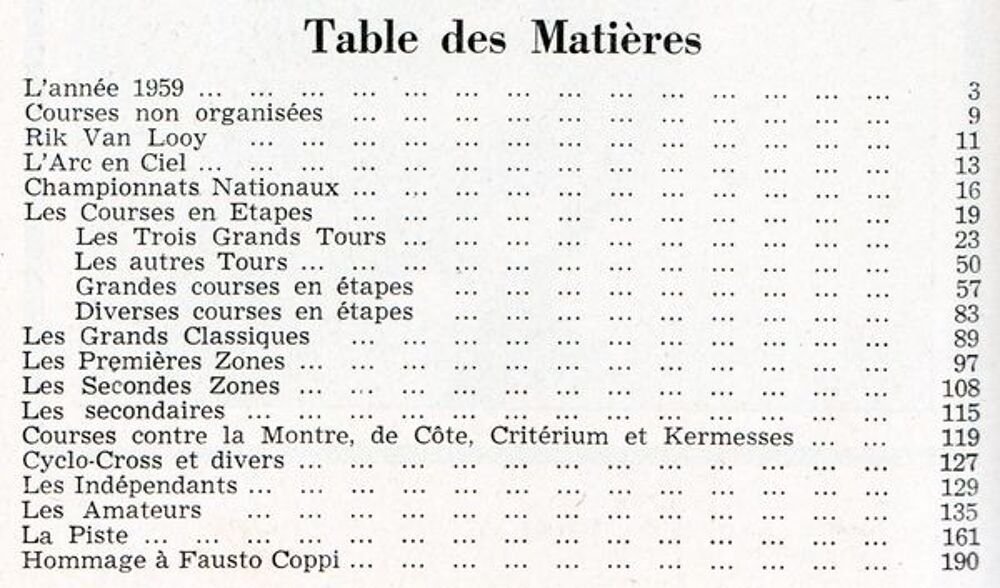 V&Eacute;LO, CYCLISME :Tous les r&eacute;sultats de 1959 Livres et BD