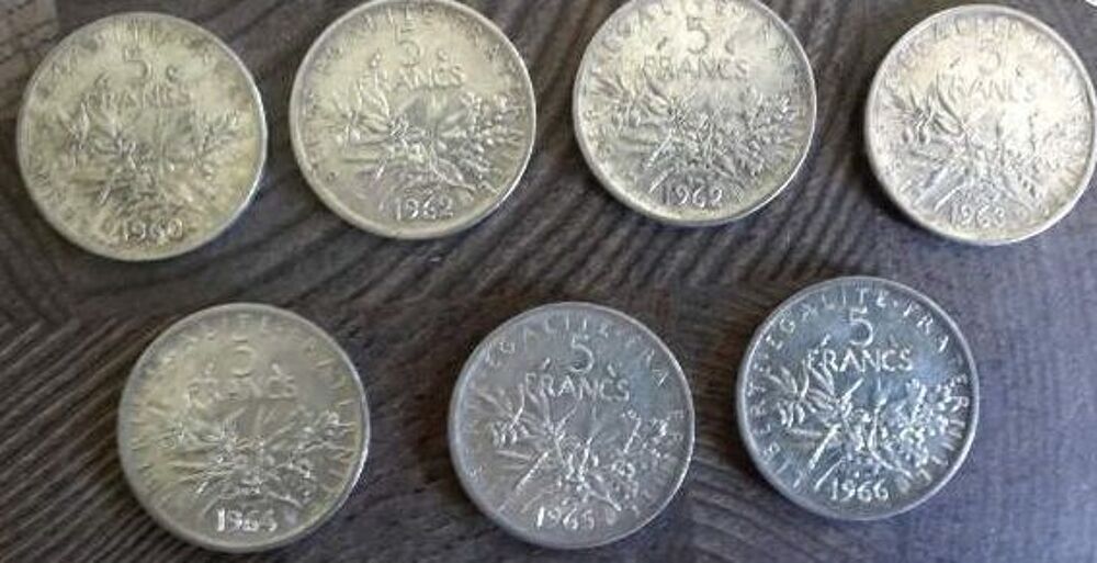 Pi&egrave;ces en argent de 5 Francs ann&eacute;es 60 