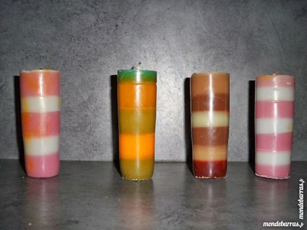 4 bougies cylindriques faites &laquo;maison&raquo;, Décoration