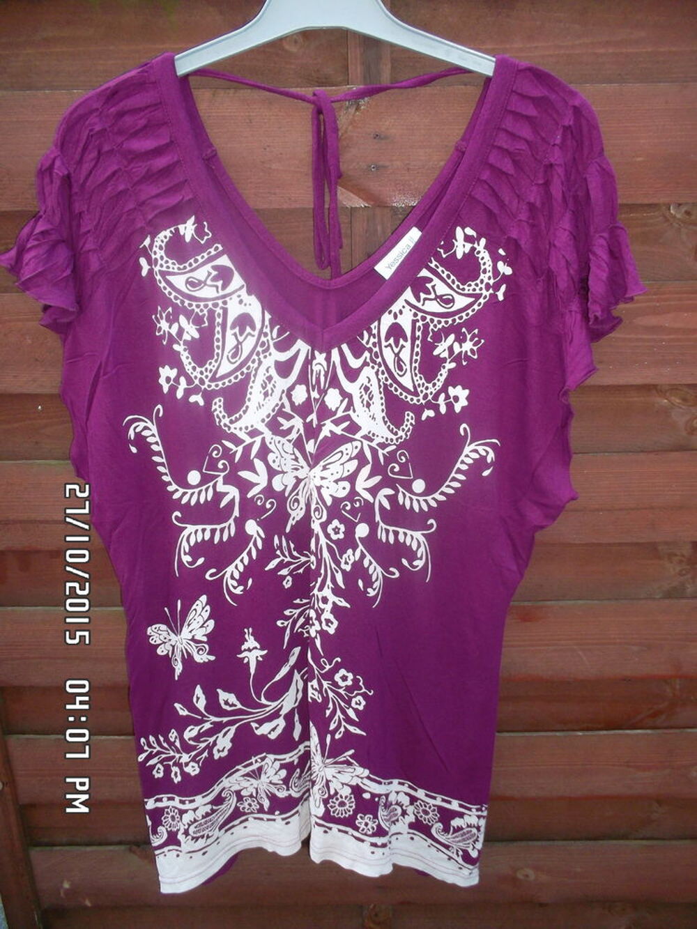 HAUT VIOLET ET BLANC*JUSTE 3E*KIKI60230 Vêtements