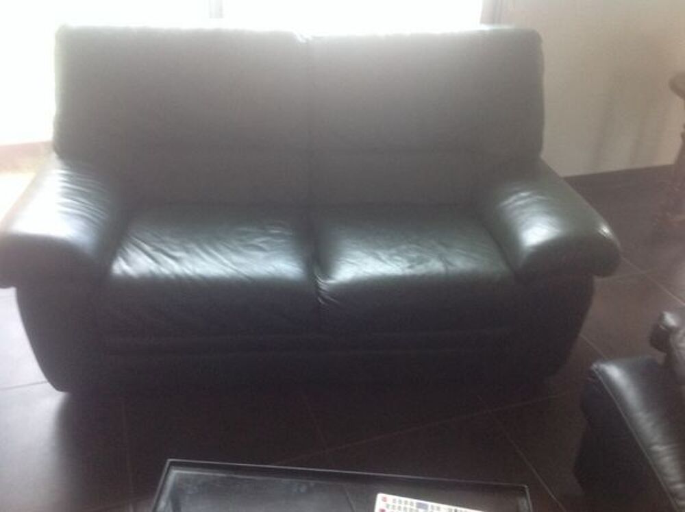 Canape +fauteuil cuir vert anglais Meubles