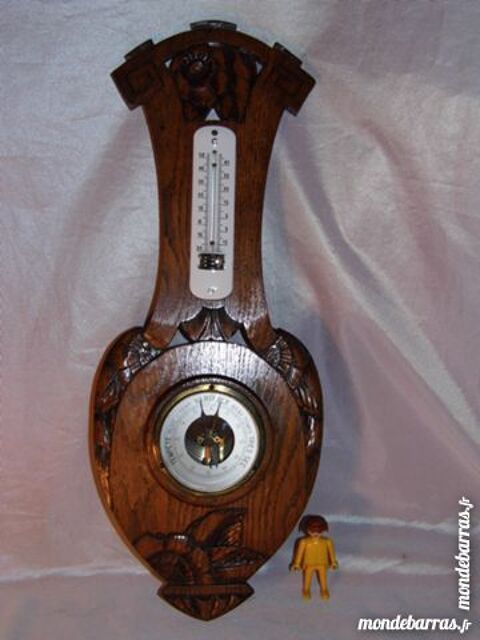 Baromtre thermomtre ancien art deco maill bois 40 Dunkerque (59)