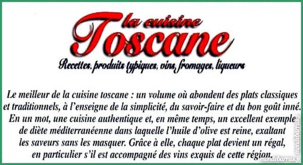 LA CUISINE TOSCANE - ITALIE Livres et BD