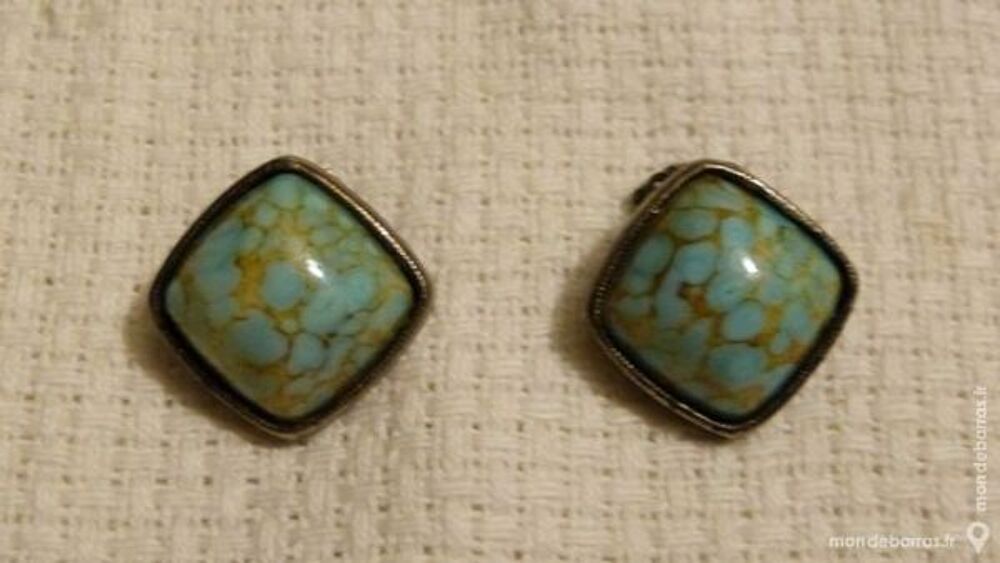 VINTAGE boucles d'oreille bleu porcelaine :1950 Bijoux et montres
