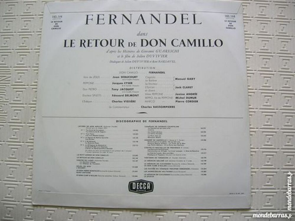 33 TOURS FERNANDEL Le retour de Don Camillo CD et vinyles