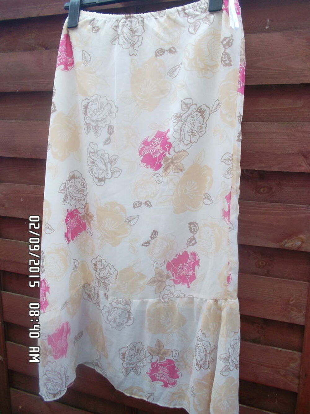 JUPE ECRU FLEURS*JUSTE 3E*KIKI60230 Vêtements