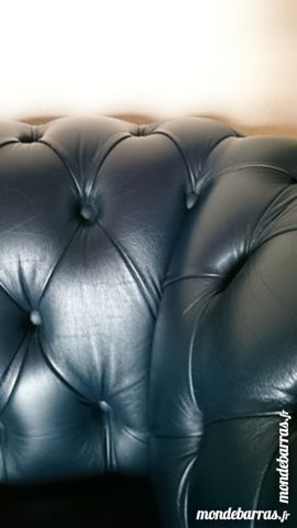 Canap&eacute; Chesterfield cuir marine 2 places fixe Meubles