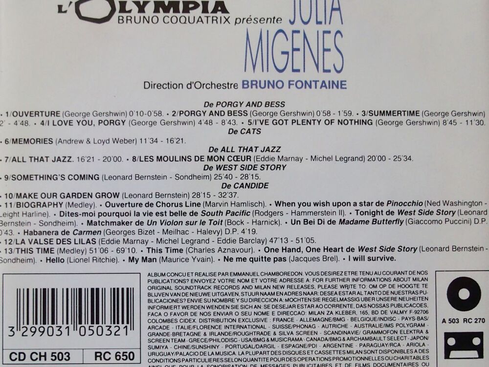 CD Julia MIGENES CD et vinyles