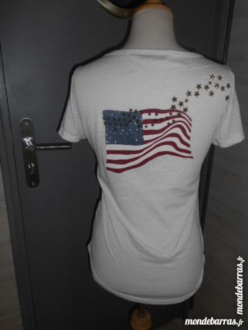 Tee shirt blanc imprim&eacute; AMERICAIN DOS T M/L Vêtements