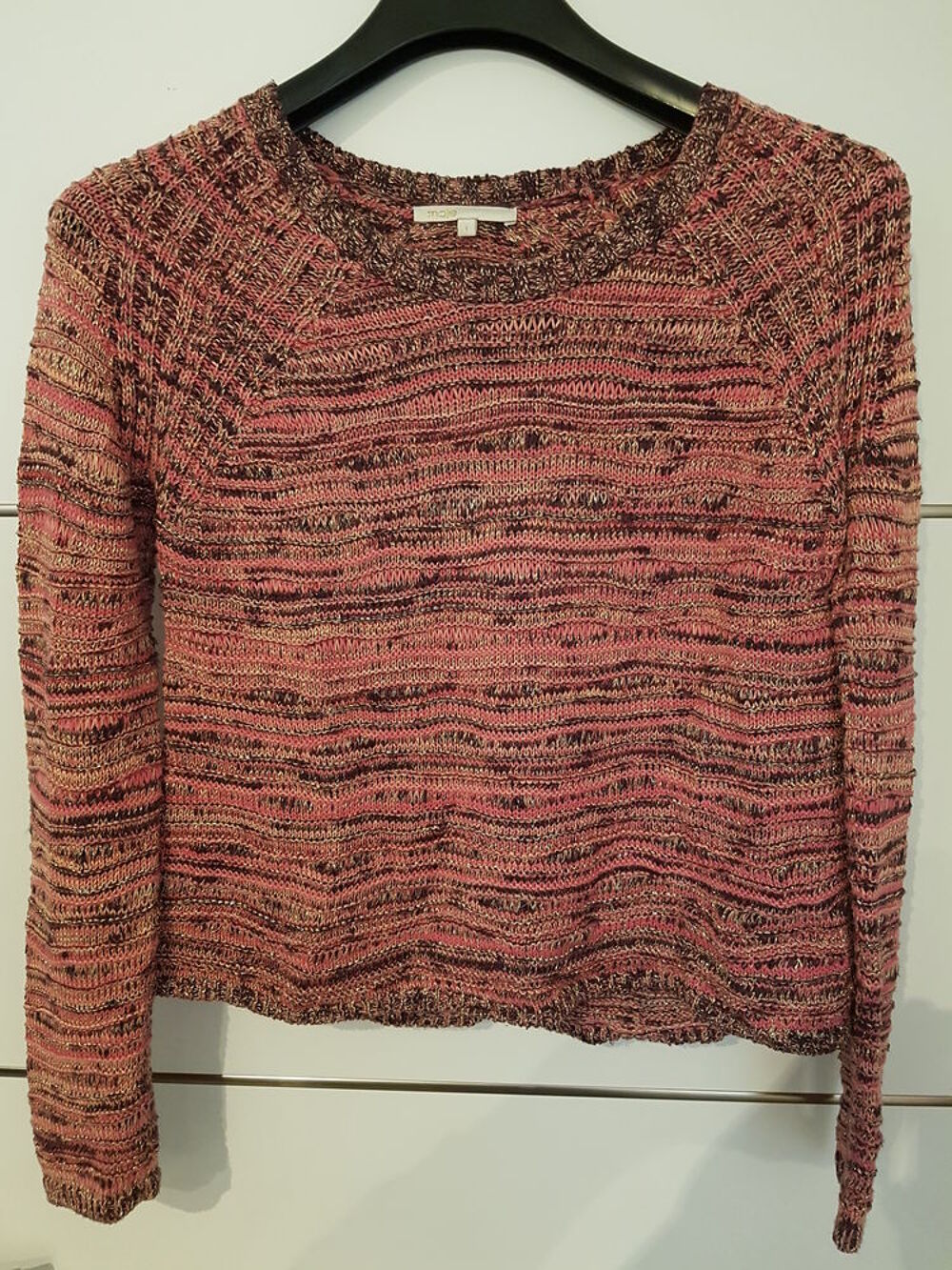 PULL MAJE ROSE DORE fil m&eacute;tallique or Vêtements