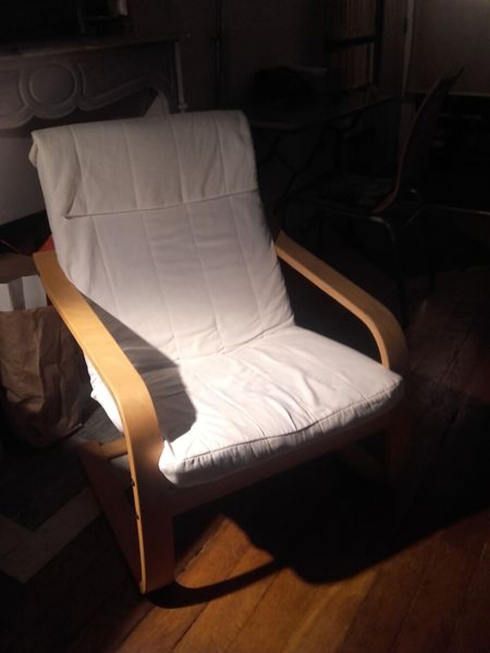 Paire Fauteuil MUJI blanc cass&eacute; Meubles