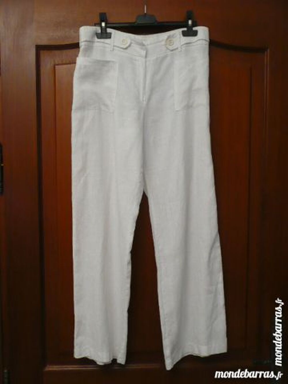 PANTALON BLANC EN LIN JOFRATI T38 Vêtements