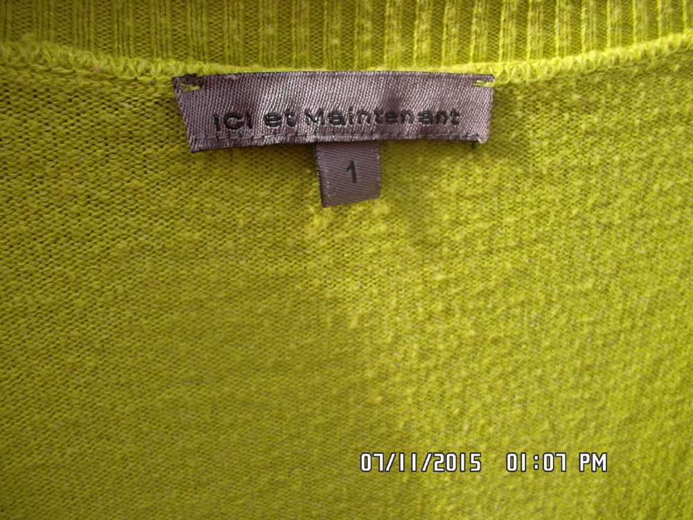 PULL VERT ANIS T.1*JUSTE 3E*KIKI60230 Vêtements
