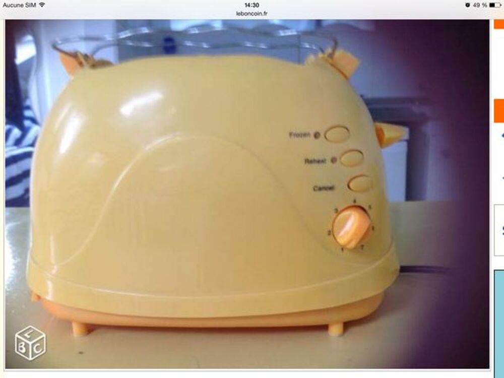 Grille pain jaune Electroménager