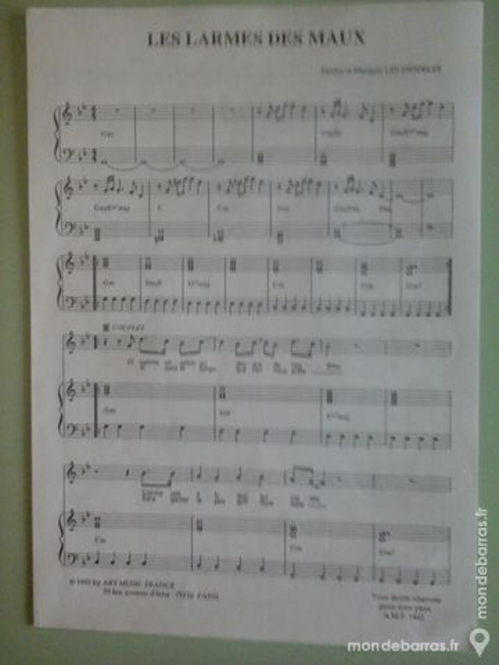 LES INFIDELES PARTITION POUR PIANO CHANT Instruments de musique