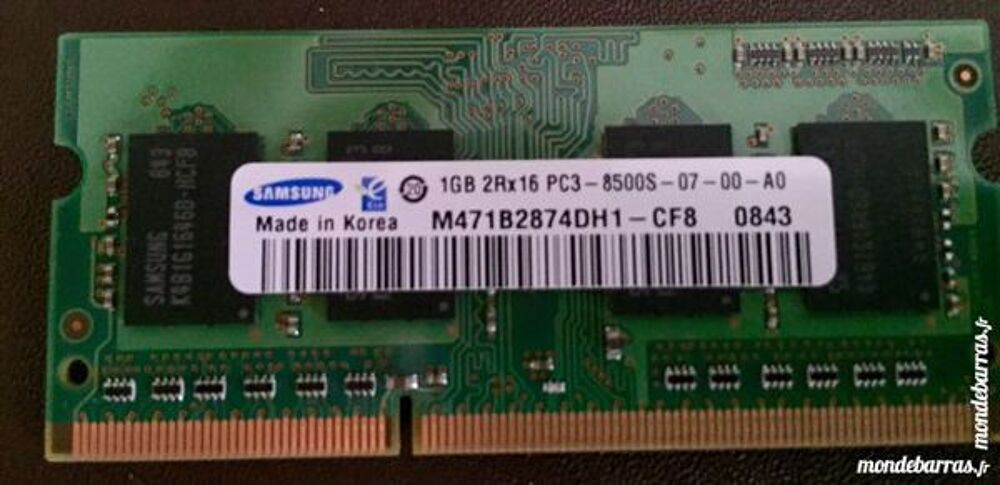 Barrette m&eacute;moire RAM 1 Go PC3-8500S DDR3 MAC et PC Matériel informatique